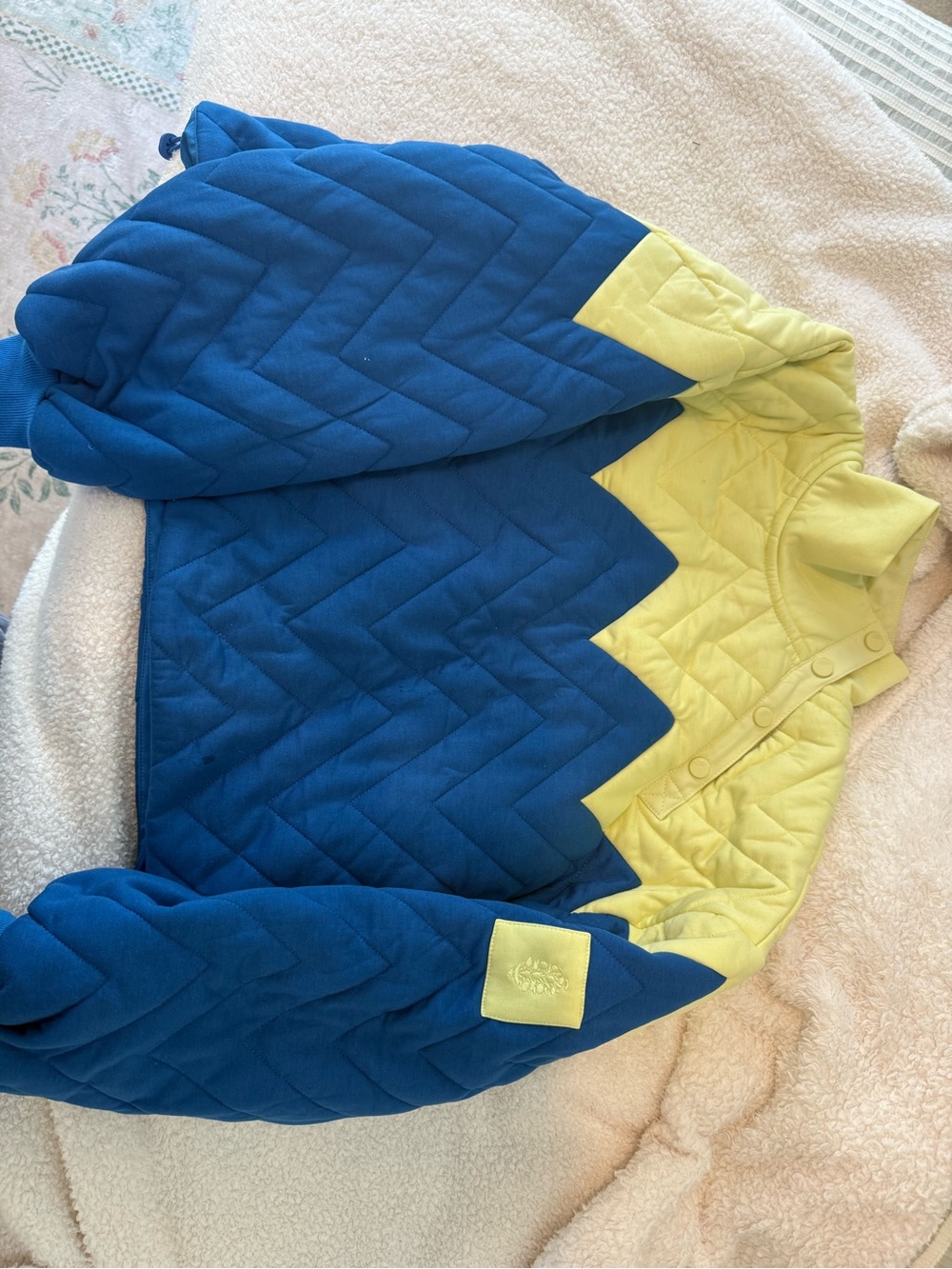 FP Movement by Free People Blue and Yellow Quilted Pullover